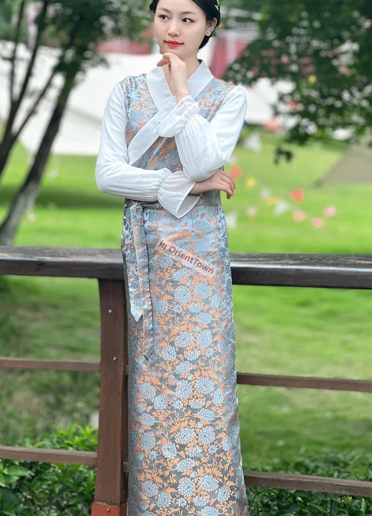 Tibetan Classic Summer Flowers Long Dress