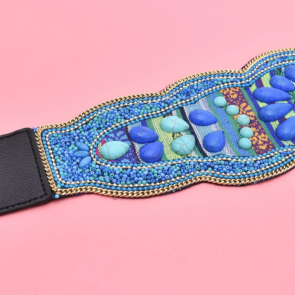 Handmade turquoise flower waistband