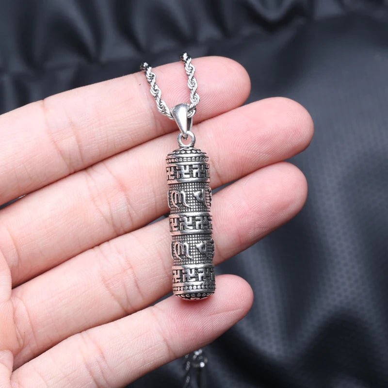 Six-character authentic words silver necklace