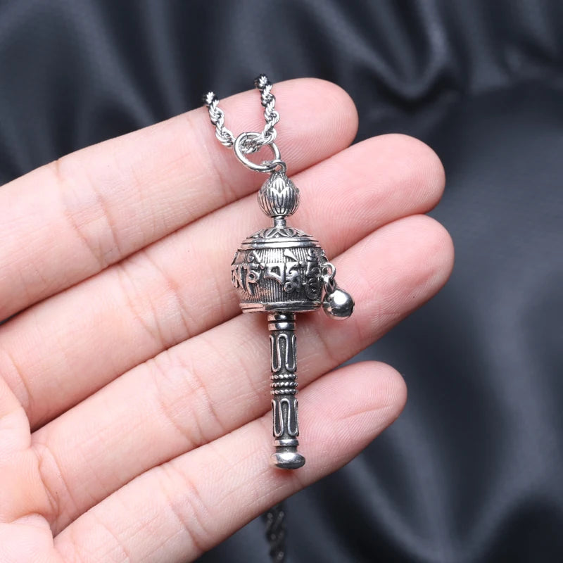 Six-character authentic words silver necklace