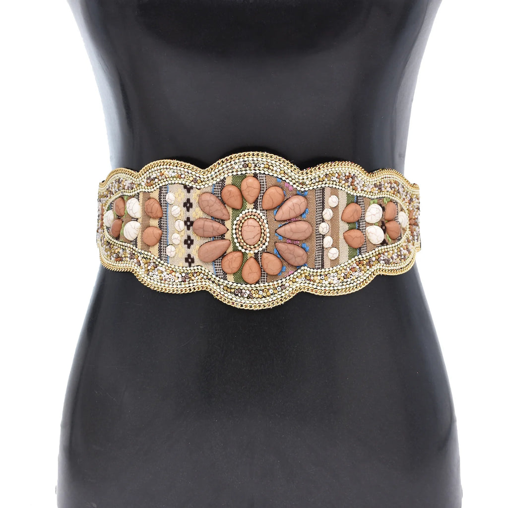 Handmade turquoise flower waistband