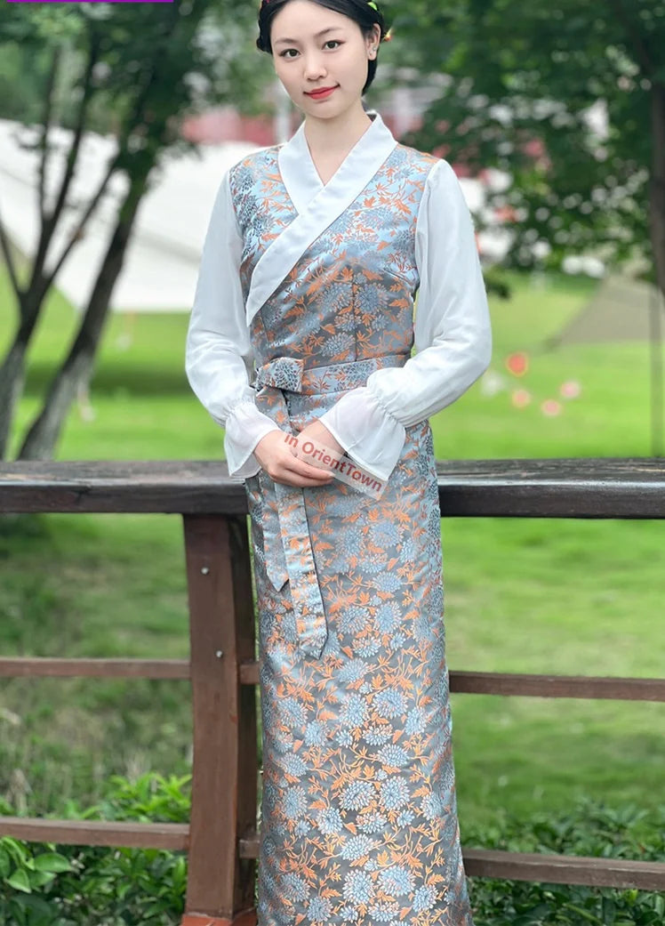 Tibetan Classic Summer Flowers Long Dress