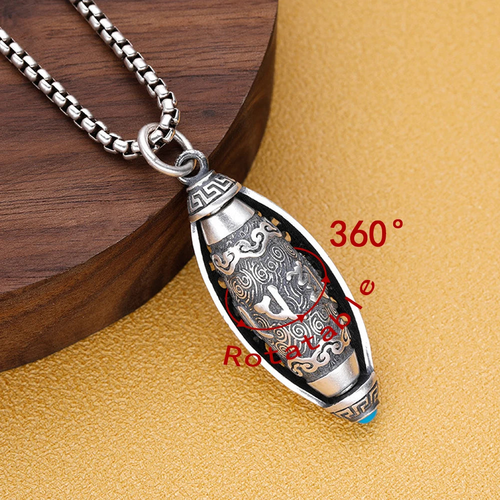 Mantra prayer wheel pendant