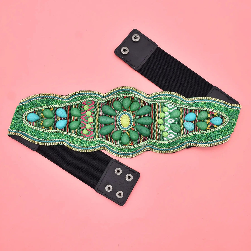 Handmade turquoise flower waistband