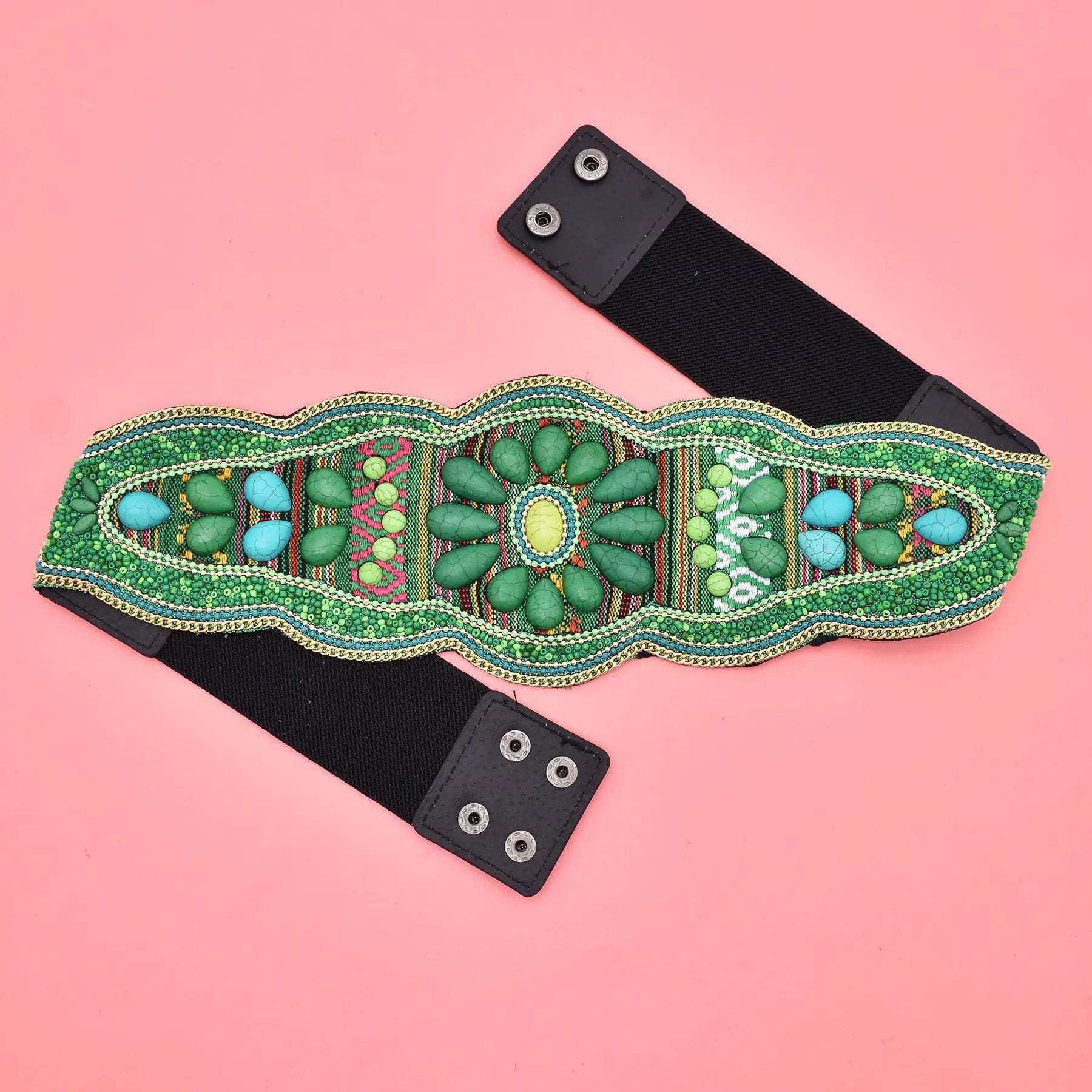 Handmade turquoise flower waistband