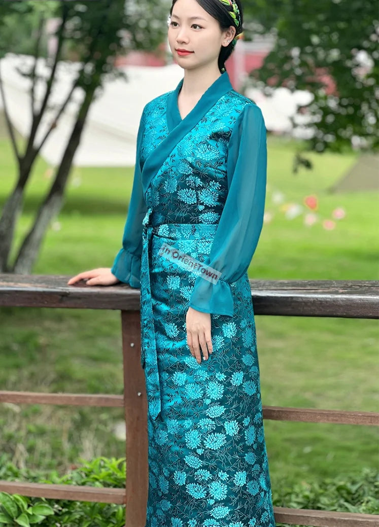 Tibetan Classic Summer Flowers Long Dress