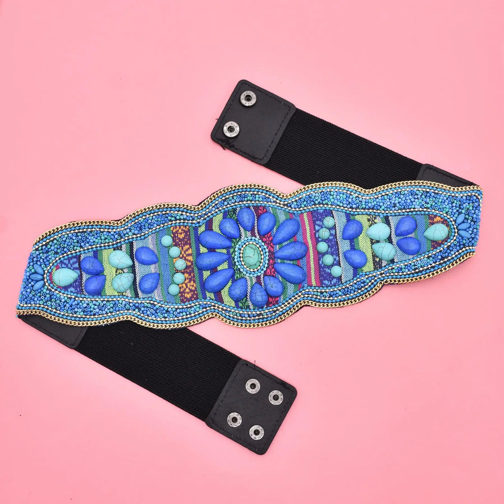 Handmade turquoise flower waistband