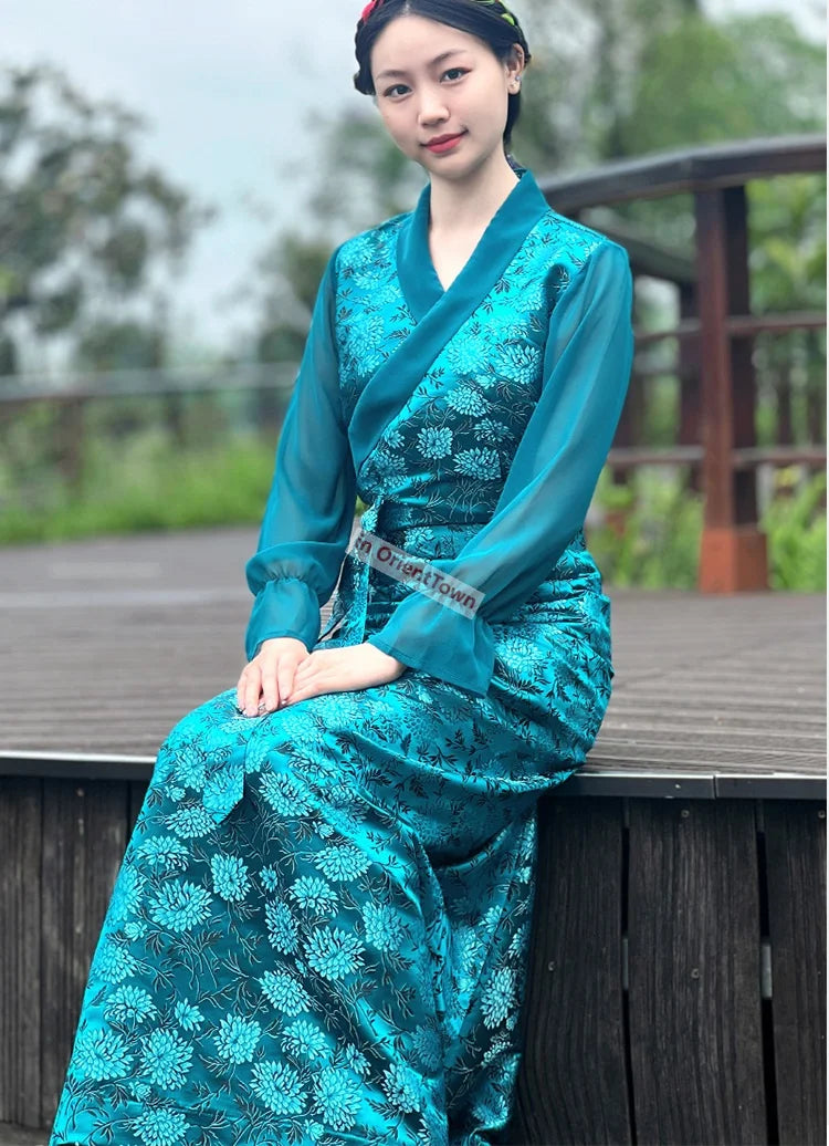 Tibetan Classic Summer Flowers Long Dress