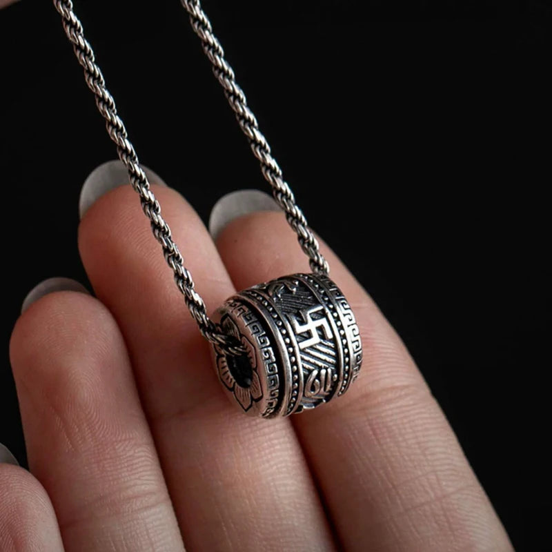 Six-character authentic words silver necklace