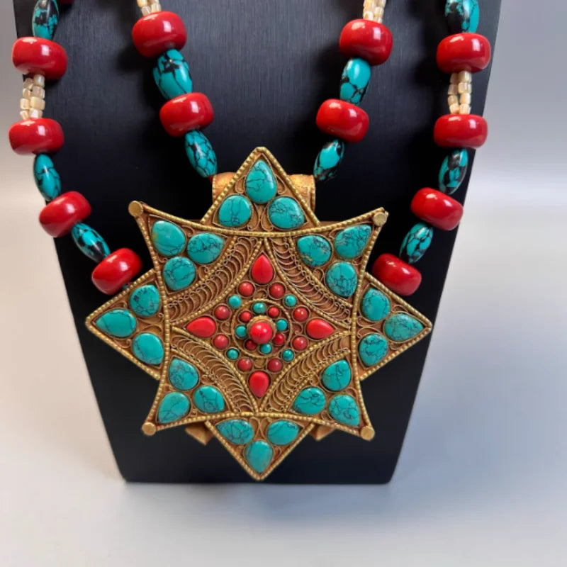 Tibetan Jewelry Gemstone Ethnic Necklace