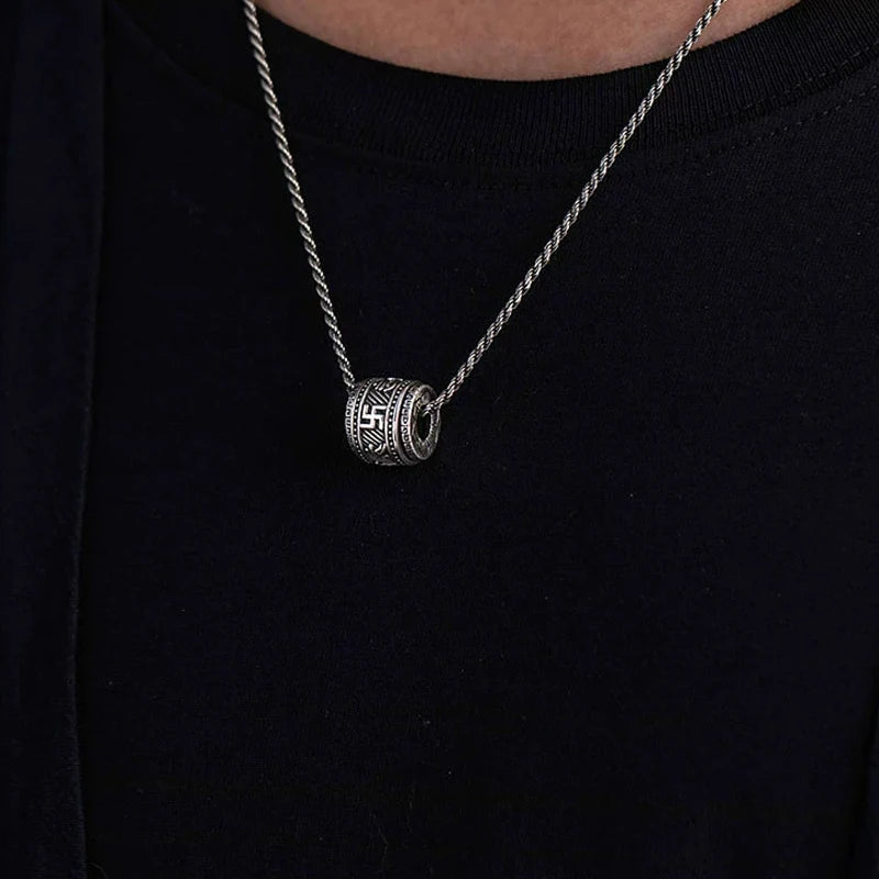 Tibetan silver six-character authentic words necklace