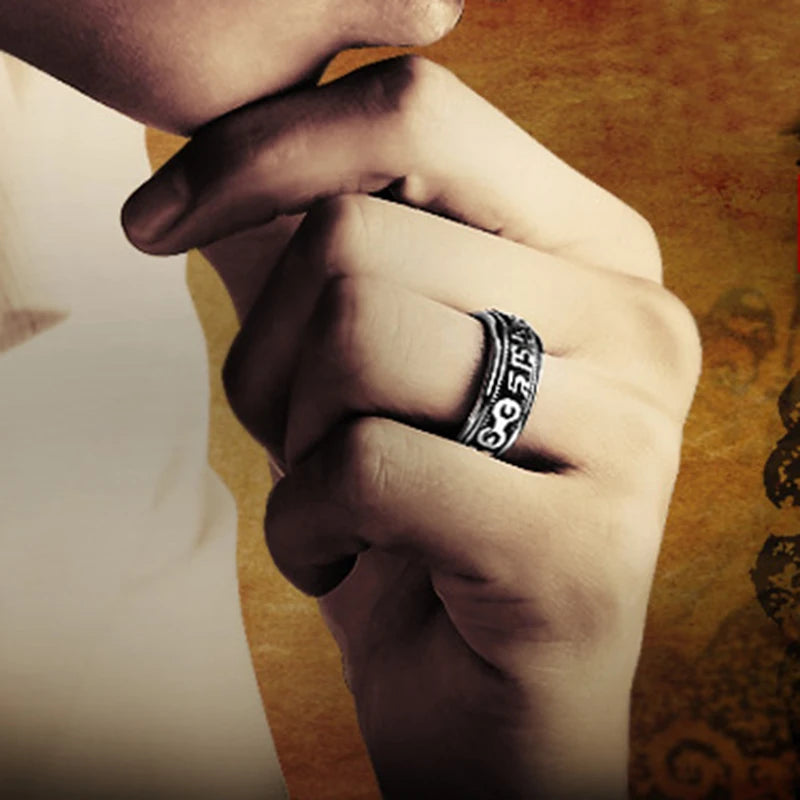 Sanskrit buddhist mantra ring