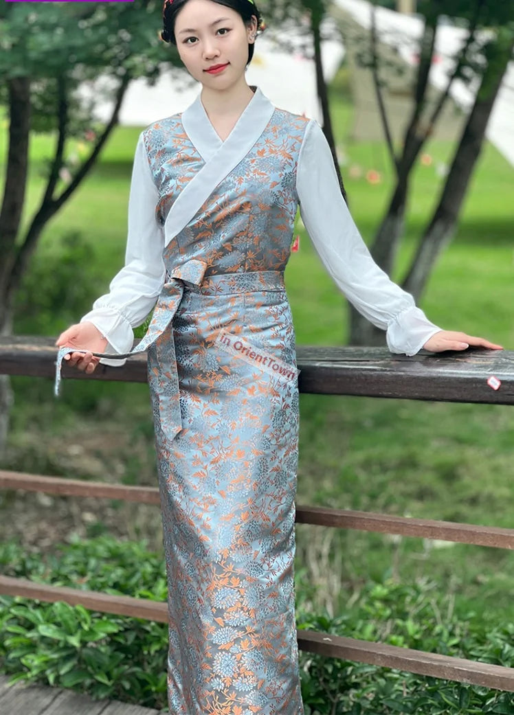 Tibetan Classic Summer Flowers Long Dress