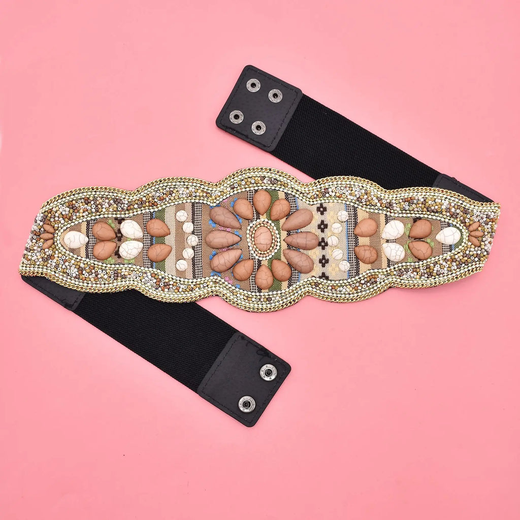 Handmade turquoise flower waistband