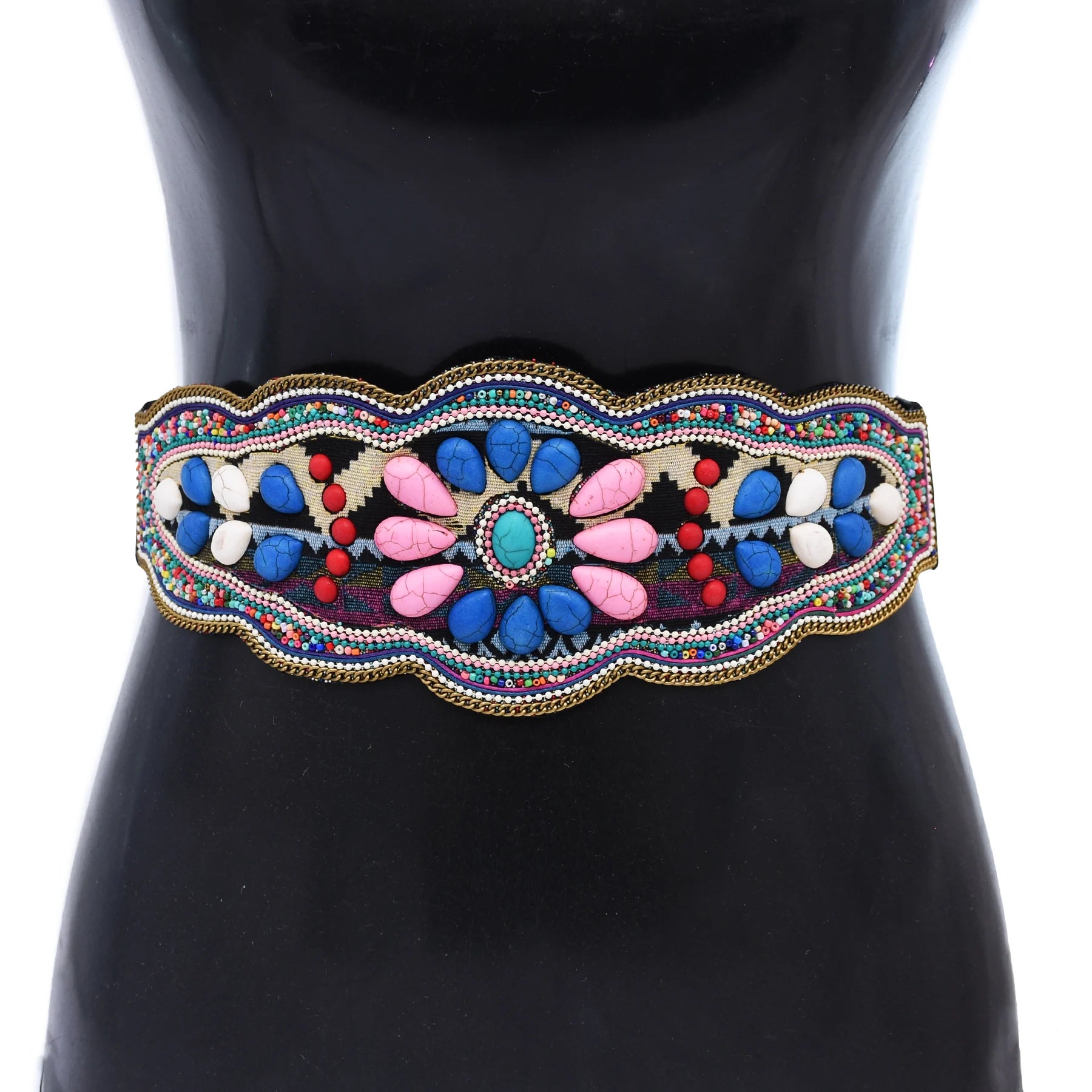 Handmade turquoise flower waistband