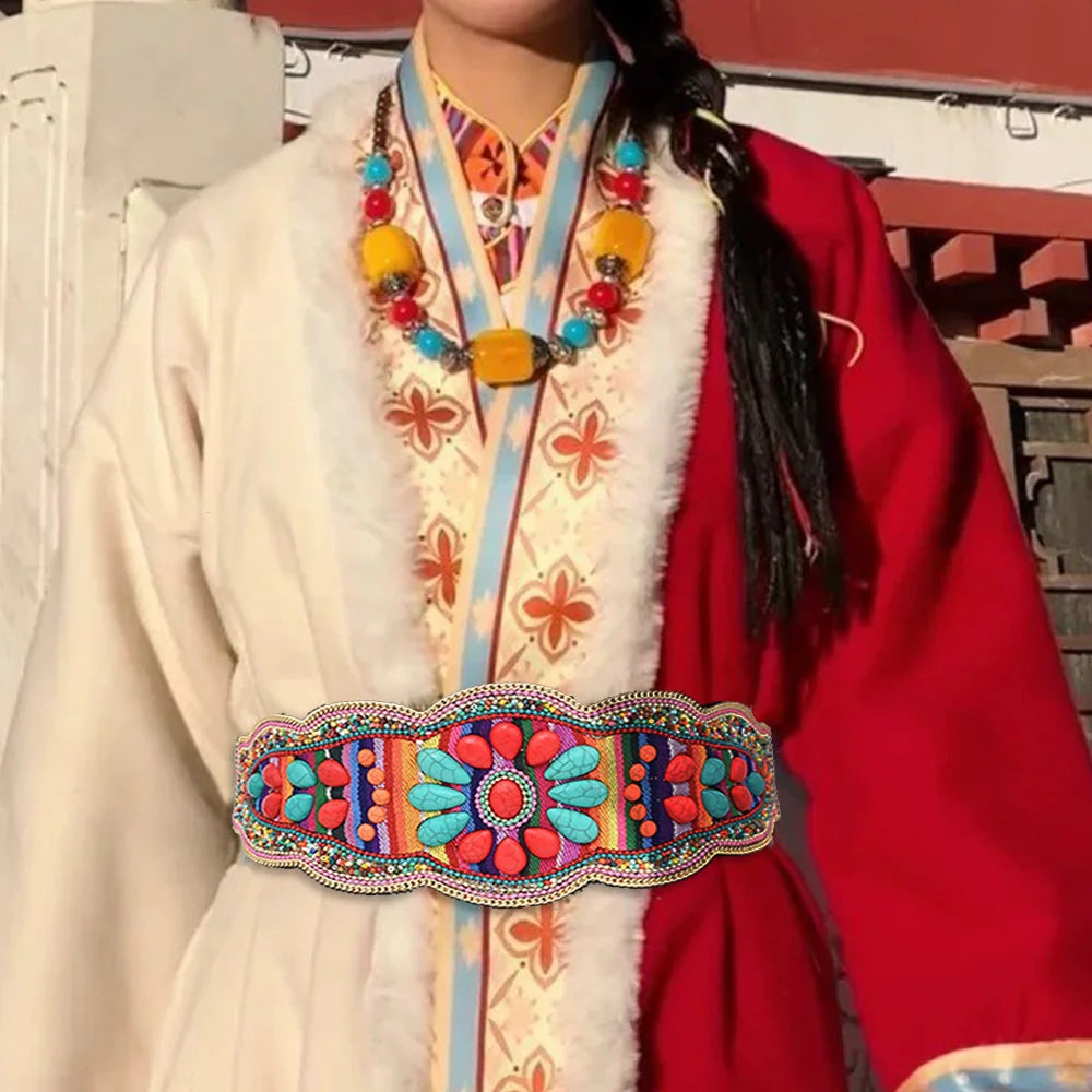 Handmade turquoise flower waistband