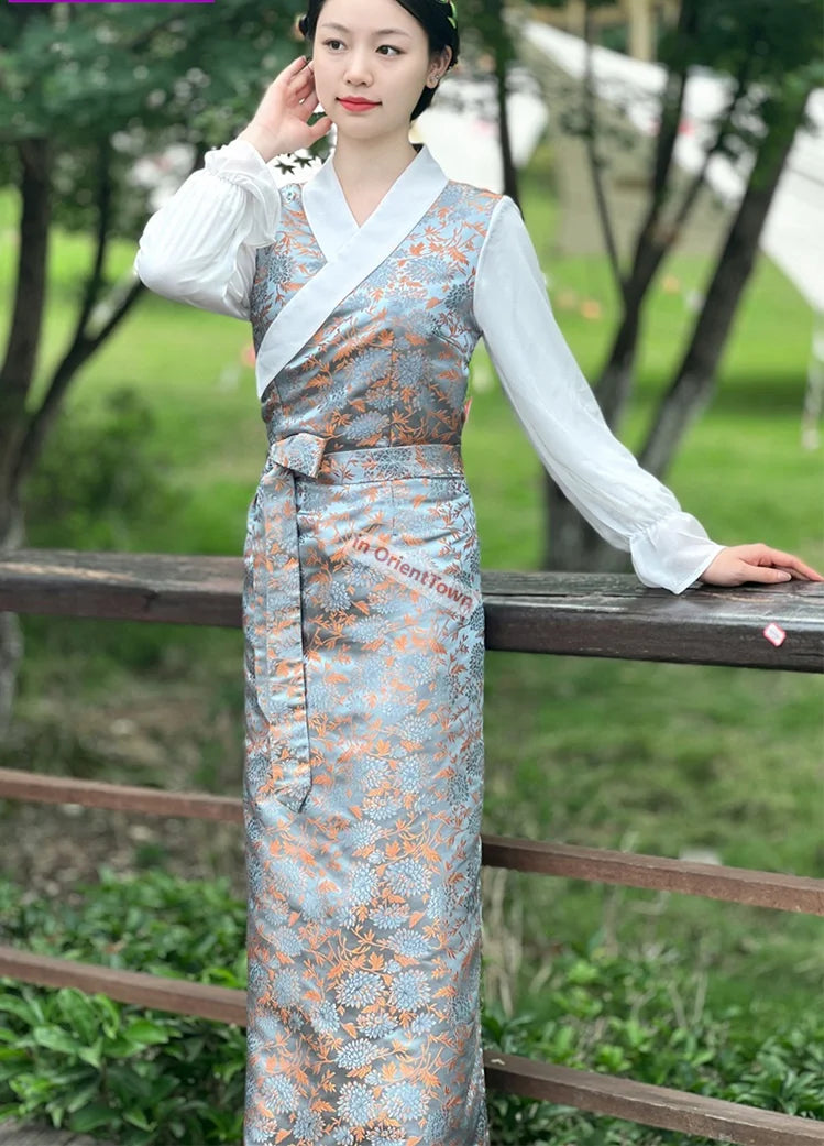 Tibetan Classic Summer Flowers Long Dress