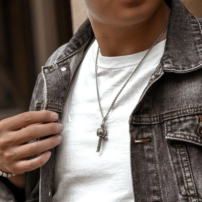 Six-character authentic words silver necklace