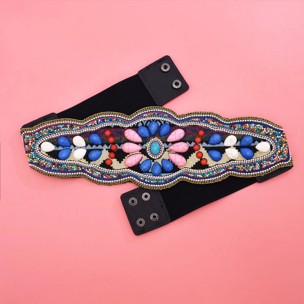 Handmade turquoise flower waistband