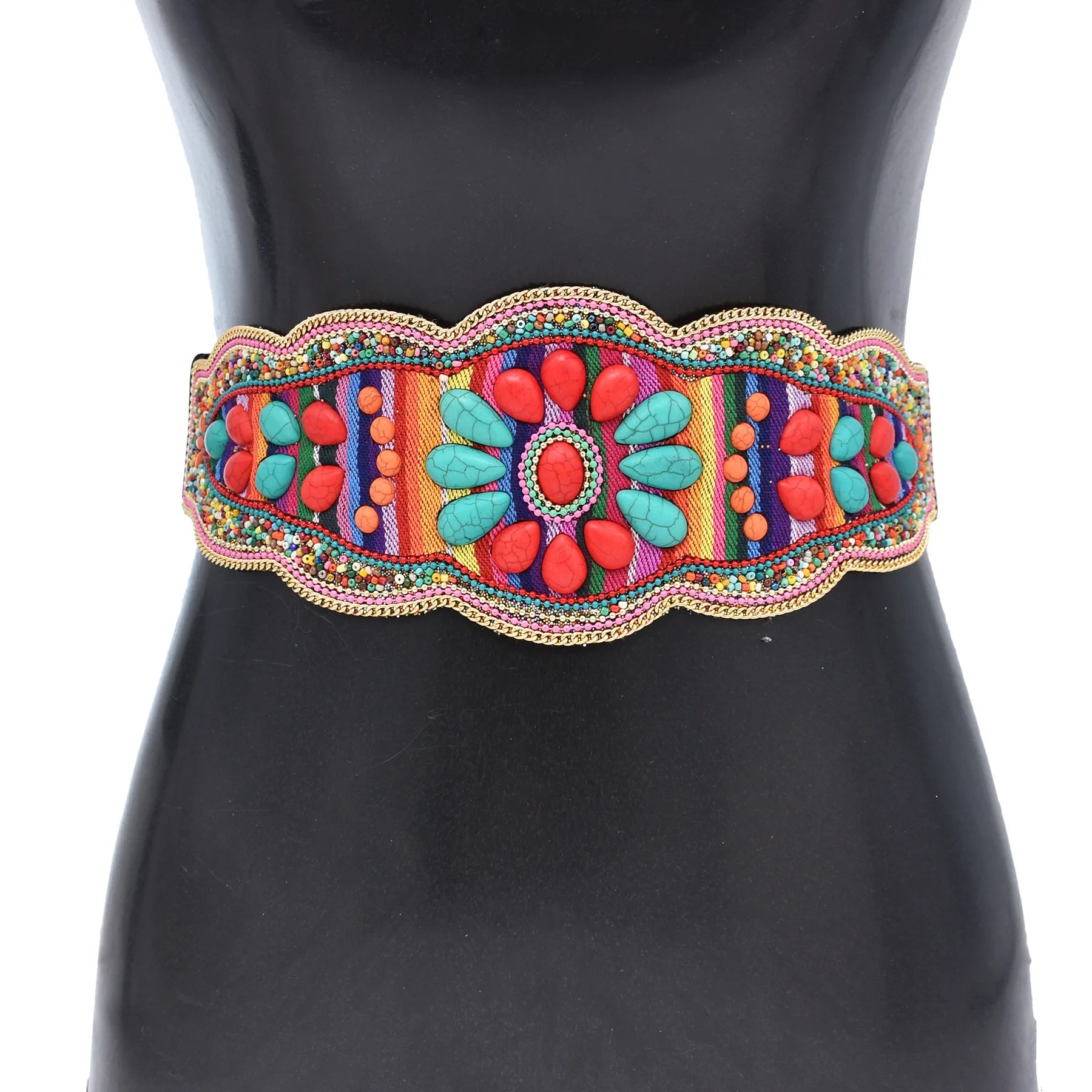 Handmade turquoise flower waistband